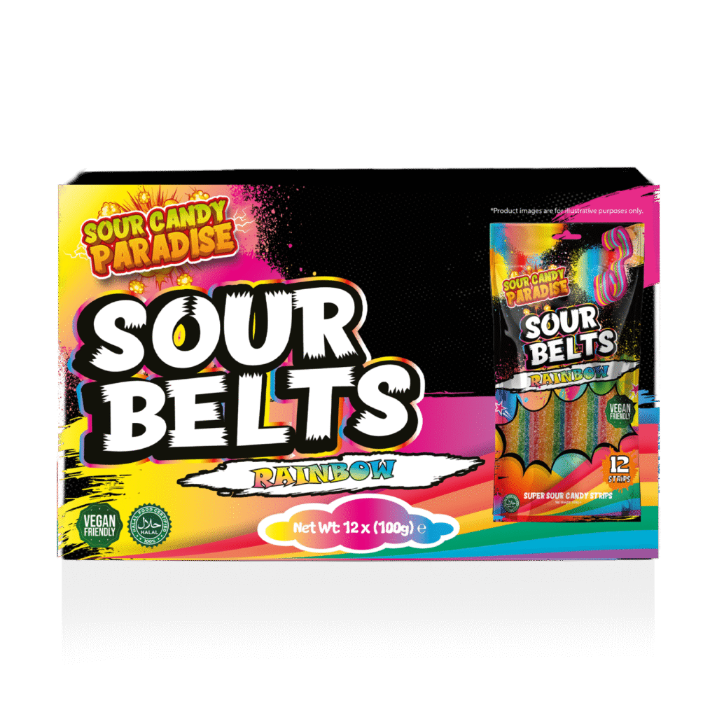 Sourbelt Raspberry Sour Belts Rainbow - Candy Paradise
